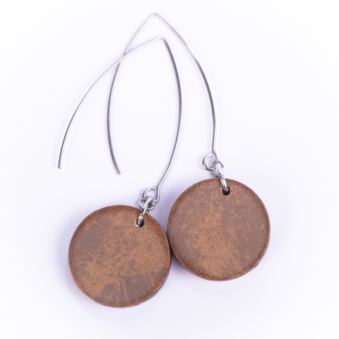 Drewniane kolczyki Handmade, boho, czas