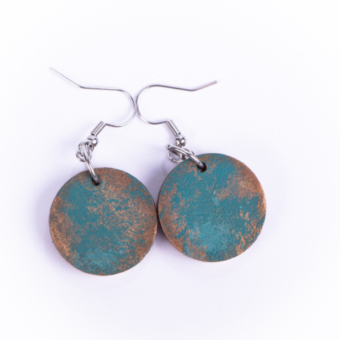 Drewniane kolczyki Handmade, boho, czas