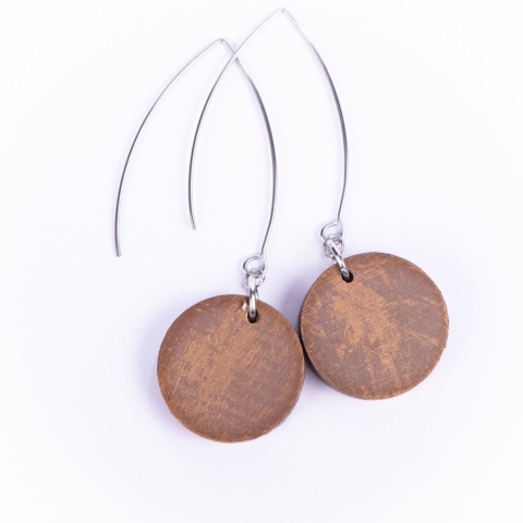 Drewniane kolczyki Handmade, boho, czas