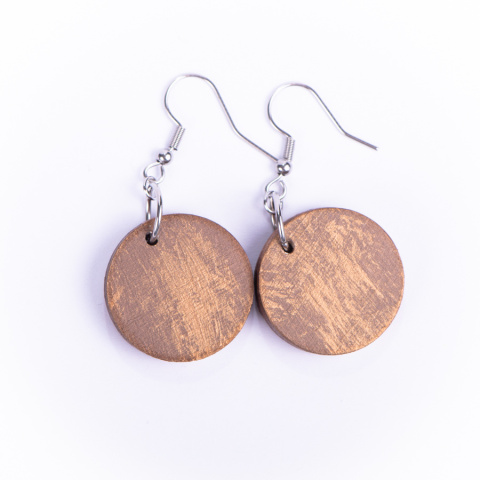 Drewniane kolczyki Handmade, boho, czas
