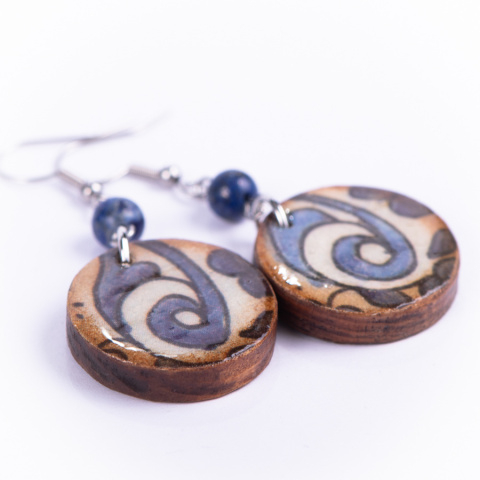 Drewniane kolczyki Handmade, boho, ornament