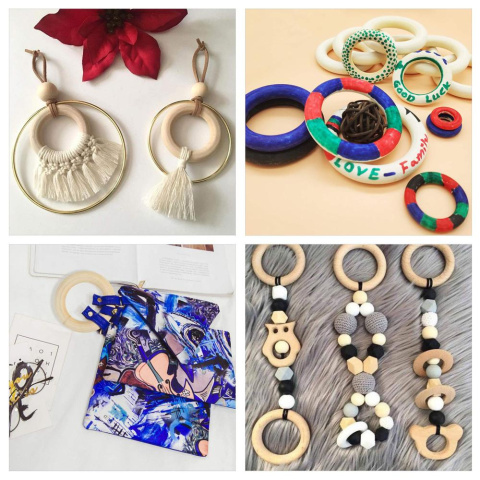 Drewniane kółka/pierścienie do makramy 50mm 1 szt.