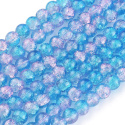 Szklane koraliki crackle, niebieski, 8mm, 100 szt.