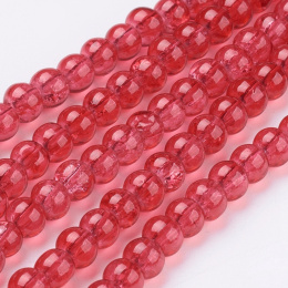 Szklane koraliki crackle, czerwony, 4mm, 200 szt.