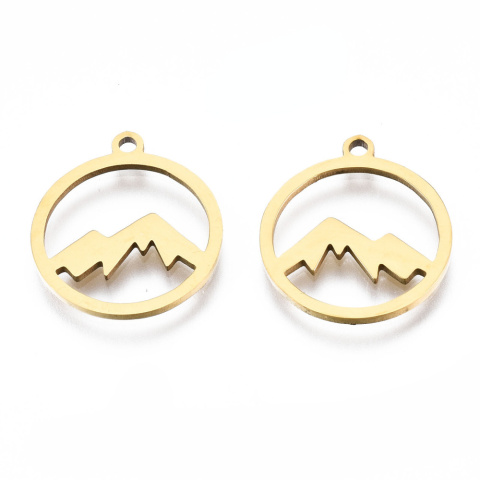 Zawieszka góry, złota, Stal Chirurgiczna, 17,5mm