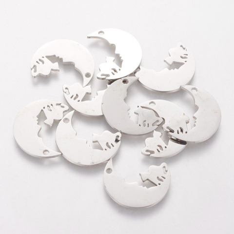 Zawieszka księżyc z kotem, Stal Chirurgiczna