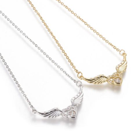 Srebrny naszyjnik serce ze skrzydłami, stal