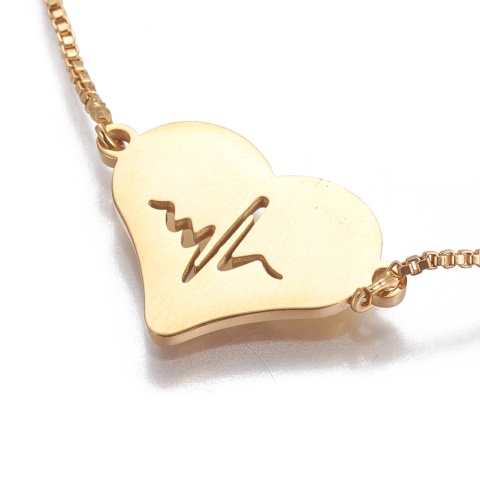 Bransoletka, serce, kolor złoty, Stal Chirurgiczna