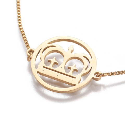 Bransoletka korona, kolor złoty, Stal Chirurgiczna