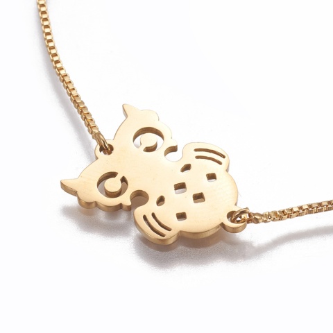 Bransoletka sowa, złoty, Stal Chirurgiczna