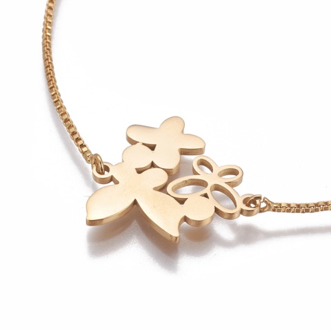 Bransoletka motyle, kolor złoty, Stal Chirurgiczna