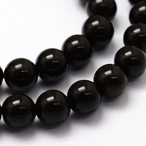 Obsydian, koraliki naturalne, 6mm, 61szt. sznur Obsydian, koraliki naturalne, 6mm, 61szt. sznur