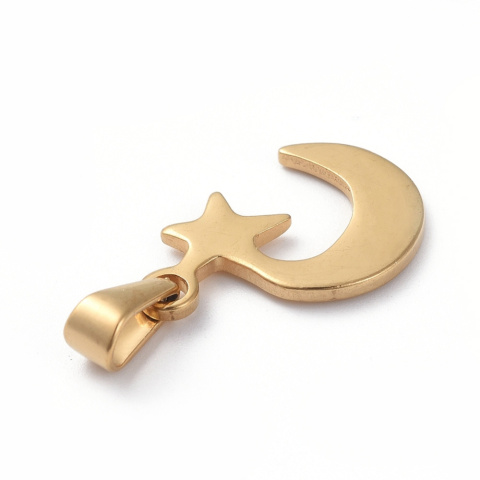 Półksiężyc, zawieszka złota, Stal Chirurgiczna