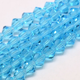 Szklane koraliki kryształki, błękitny, 4mm, 93szt.