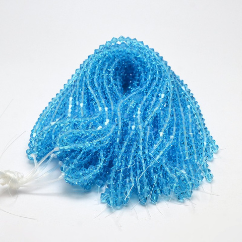 Szklane koraliki kryształki, błękitny, 4mm, 93szt.