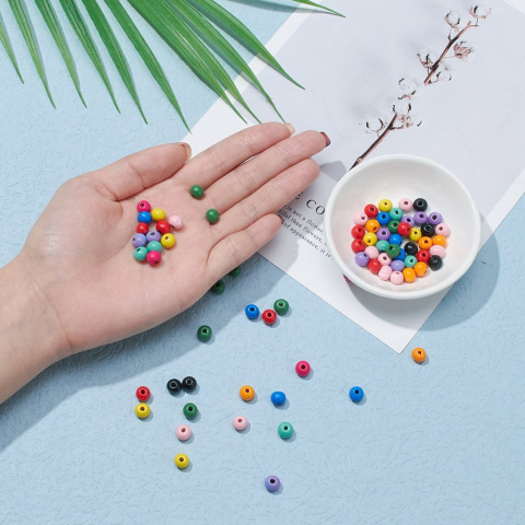 Drewniane koraliki, mix kolorów, 350szt.+ pudełko