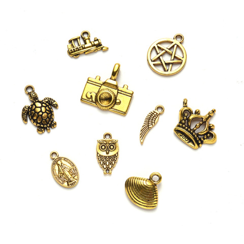 Zestaw zawieszek mix, 100szt. antyczne złoto