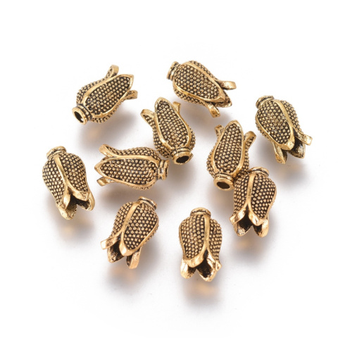 Przekładka, koralik kwiat, kolor złoty, 11mm