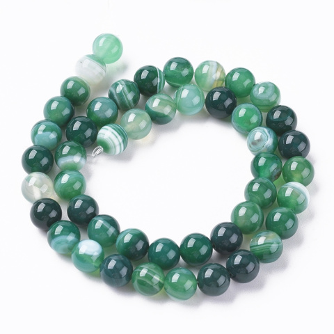 Koraliki agat w paski na sznurku, 6mm, 63szt.