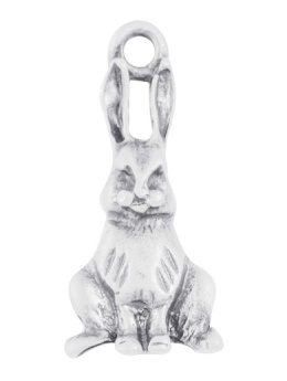 Zawieszka zając/królik, Wielkanoc, 25mm, srebrny