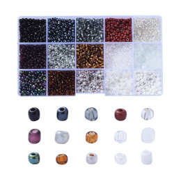 Zestaw szklanych koralików mix 15 kolorów 4mm 180g