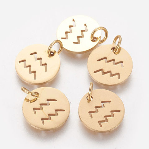 Znaki zodiaku: Wodnik, zawieszka, Stal, złoty Znaki zodiaku: Wodnik, zawieszka, Stal, złoty