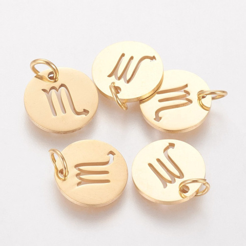 Znaki zodiaku: Skorpion, zawieszka, Stal, złoty