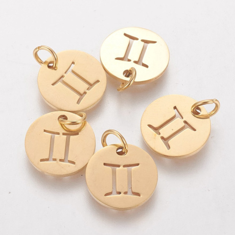 Znaki zodiaku: Bliźnięta, zawieszka, Stal, złoty Znaki zodiaku: Bliźnięta, zawieszka, Stal, złoty