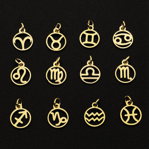 Znaki zodiaku zestaw 12szt Stal chirurgiczna złote Znaki zodiaku zestaw 12szt Stal chirurgiczna złote