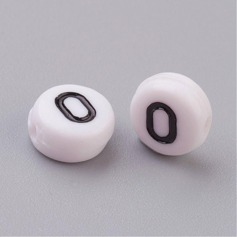 Akrylowe koraliki,litera O,biało-czarne,7mm,10szt. Akrylowe koraliki,litera O,biało-czarne,7mm,10szt.