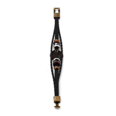 Bransoletka skórzana,koziorożec, z koralikami,21cm