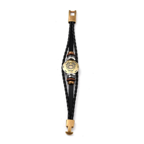 Bransoletka skórzana, rak, z koralikami, 21 cm