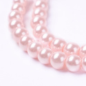 Koraliki szklane perłowe, różowy, 6mm, 70szt.(sznur)