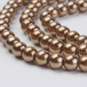 Koraliki szklane perłowe, kawowy, 6mm, 70szt.