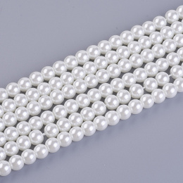 Koraliki szklane perłowe, biały, 6mm, 72szt.(sznur)