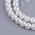 Koraliki szklane perłowe, biały, 6mm, 72szt.(sznur)