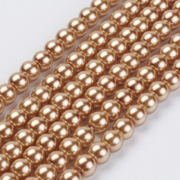Koraliki szklane perłowe,czekoladowy,6mm,ok.70szt.(sznur)