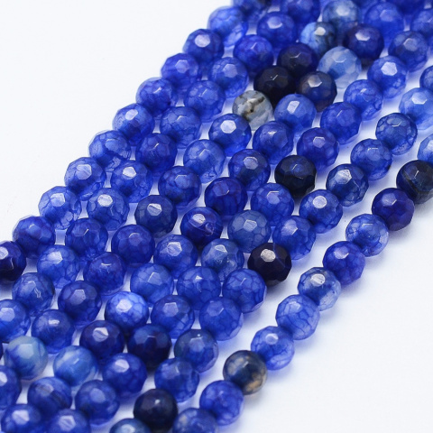 Koraliki agat, Royal Blue, 4mm, 5 szt