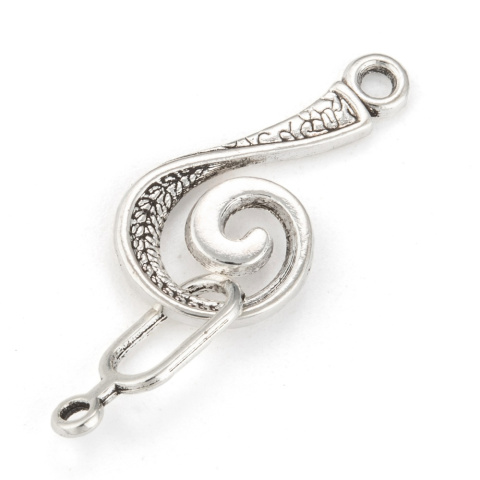 Zapięcia oczkowe, haczyki, srebrne, 25,5mm, 1szt