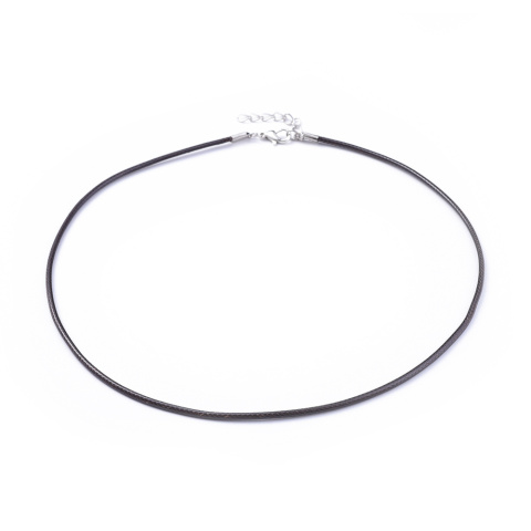 Sznurek z imitacji skóry z łańcuszkiem, brązowy, 45cm