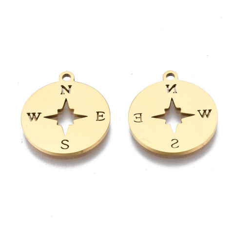 Zawieszka kompas,Stal chirurgiczna, złoty,17mm, IP, 1szt Zawieszka kompas,Stal chirurgiczna, złoty,17mm, IP, 1szt