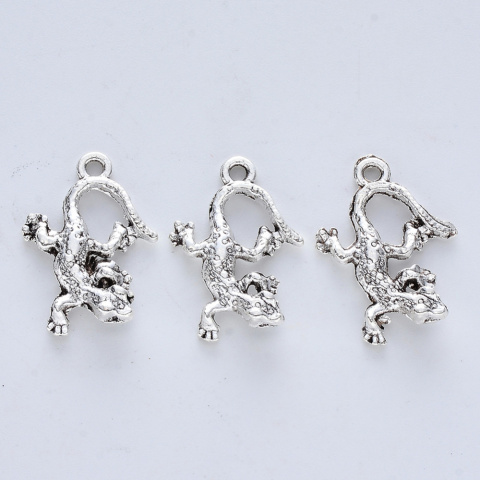 Zawieszka Gekon metal, antyczne srebro, 21,5 mm