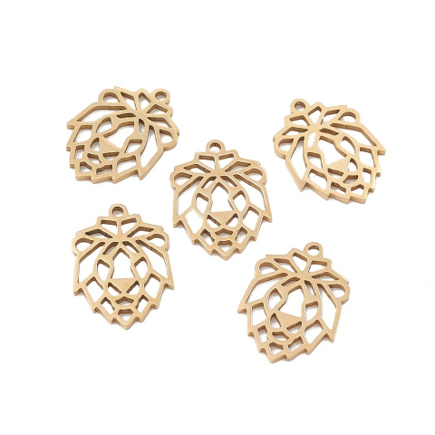 Zawieszka Lew, Stal chirurgiczna, złoty, 18,5mm