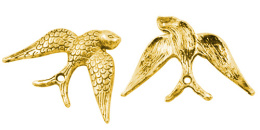Zawieszka Ptak, metal, antyczne złoto, 25 mm