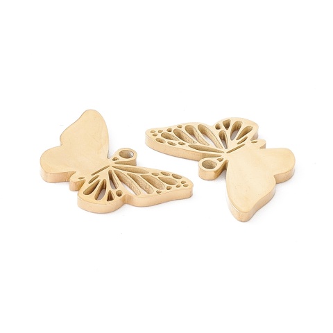 Zawieszka motyl, Stal chirurgiczna, złoty, 18mm