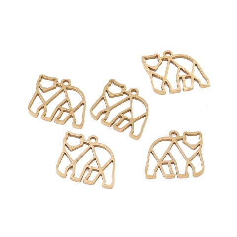 Zawieszka niedźwiedź, Stal chirurgiczna,złoty,15mm