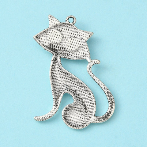 Zawieszka Kotka, metal, antyczne srebro, 46 mm