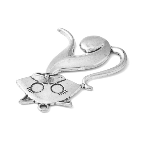 Zawieszka Kotka, metal, antyczne srebro, 46 mm