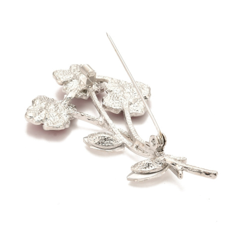 Broszka, Kwiaty Maku, platyna, metal, 38x64x12mm