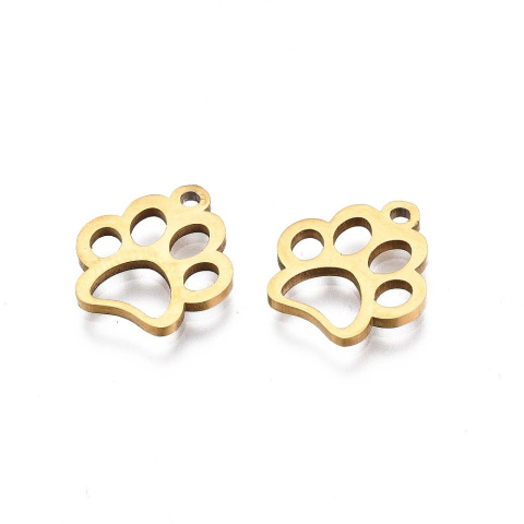 Łapka Psa/kota, zawieszka, złoty, Stal chirurgiczna, 12,9mm